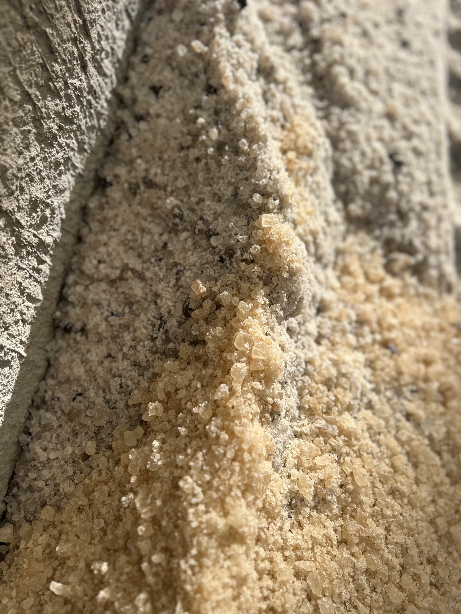 Close detail of road salt crystals